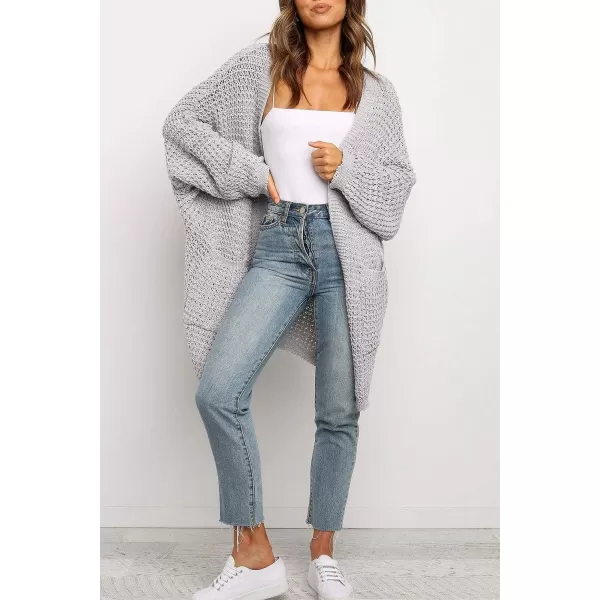 imageZESICA Womens 2023 Fall Long Batwing Sleeve Open Front Chunky Knit Cardigan SweaterBamplightgrey