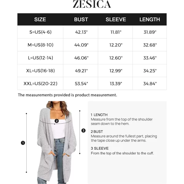 imageZESICA Womens 2023 Fall Long Batwing Sleeve Open Front Chunky Knit Cardigan SweaterBamplightgrey