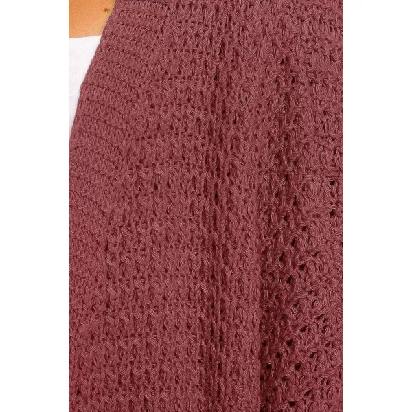 imageZESICA Womens 2023 Fall Long Batwing Sleeve Open Front Chunky Knit Cardigan SweaterBrickred