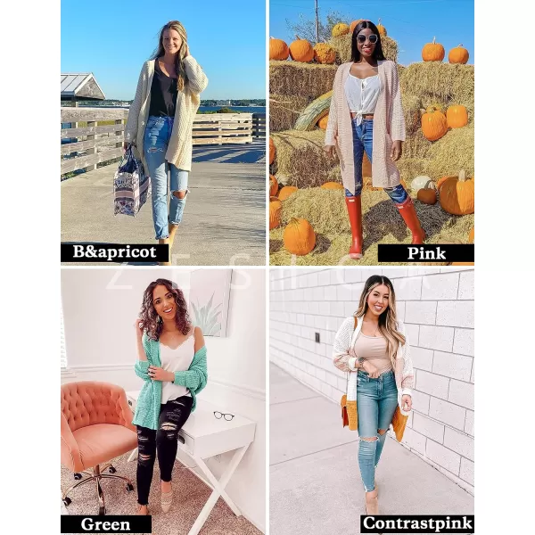 imageZESICA Womens 2023 Fall Long Batwing Sleeve Open Front Chunky Knit Cardigan SweaterCamel