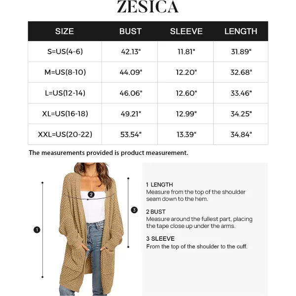 imageZESICA Womens 2023 Fall Long Batwing Sleeve Open Front Chunky Knit Cardigan SweaterCamel