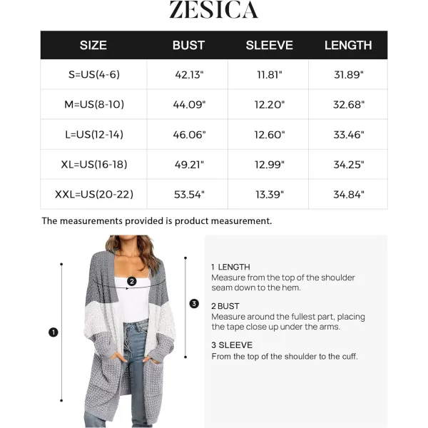 imageZESICA Womens 2023 Fall Long Batwing Sleeve Open Front Chunky Knit Cardigan SweaterContrastgrey