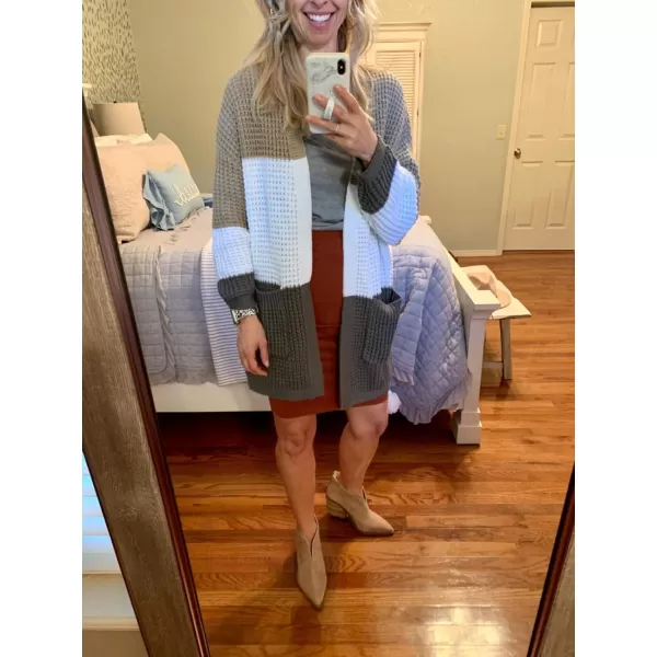 imageZESICA Womens 2023 Fall Long Batwing Sleeve Open Front Chunky Knit Cardigan SweaterContrastkhaki