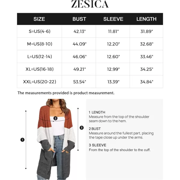 imageZESICA Womens 2023 Fall Long Batwing Sleeve Open Front Chunky Knit Cardigan SweaterContrastorange