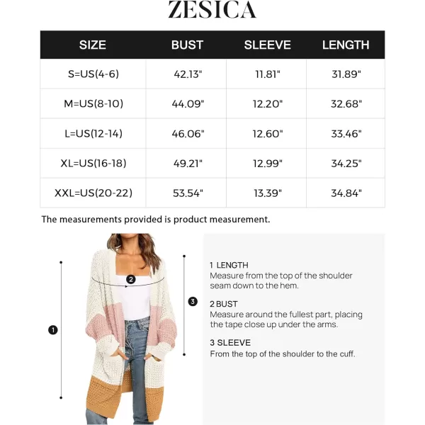imageZESICA Womens 2023 Fall Long Batwing Sleeve Open Front Chunky Knit Cardigan SweaterContrastpink