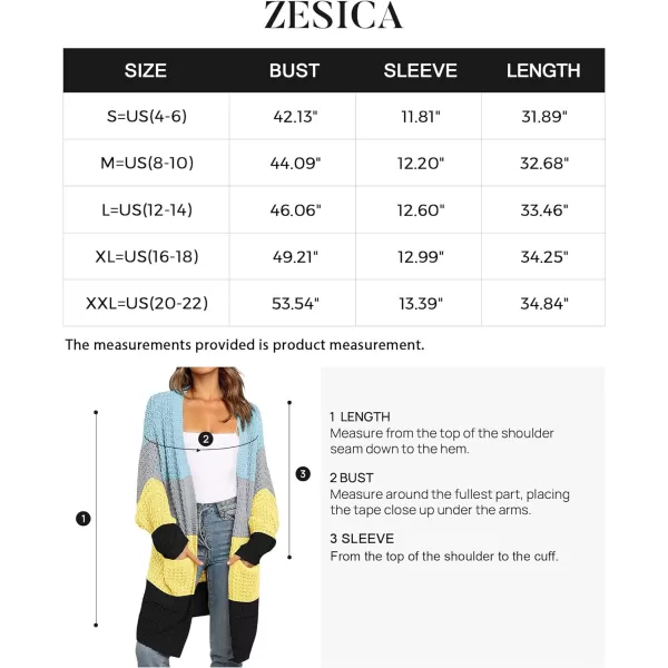imageZESICA Womens 2023 Fall Long Batwing Sleeve Open Front Chunky Knit Cardigan SweaterContrastyellow