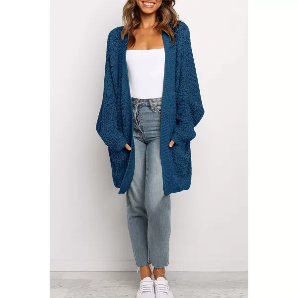 imageZESICA Womens 2023 Fall Long Batwing Sleeve Open Front Chunky Knit Cardigan SweaterDustyblue