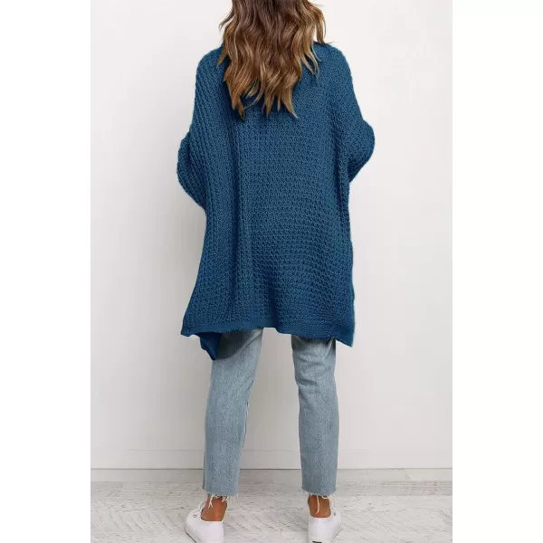 imageZESICA Womens 2023 Fall Long Batwing Sleeve Open Front Chunky Knit Cardigan SweaterDustyblue
