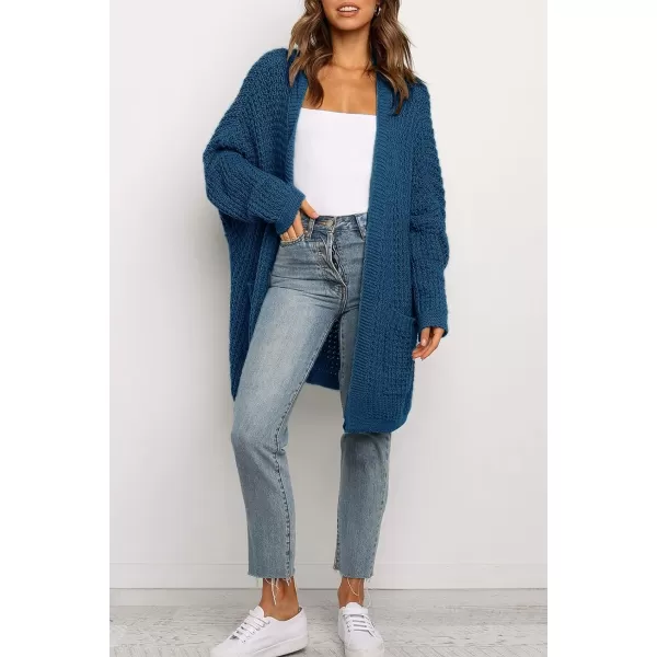imageZESICA Womens 2023 Fall Long Batwing Sleeve Open Front Chunky Knit Cardigan SweaterDustyblue