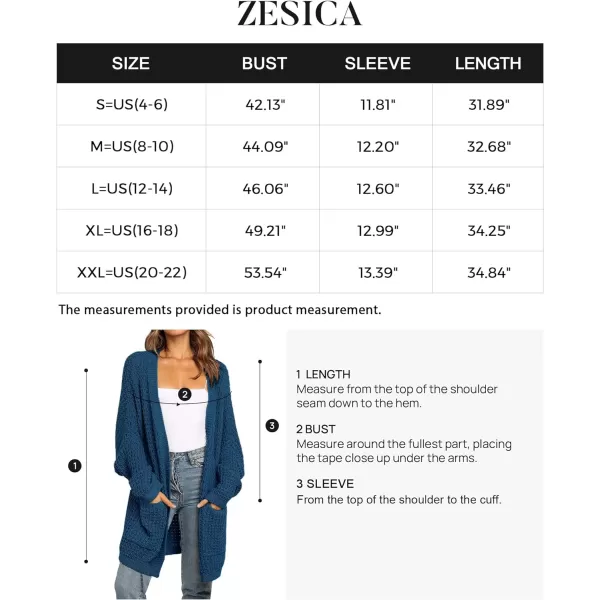 imageZESICA Womens 2023 Fall Long Batwing Sleeve Open Front Chunky Knit Cardigan SweaterDustyblue