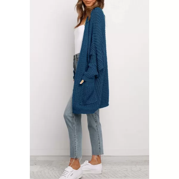 imageZESICA Womens 2023 Fall Long Batwing Sleeve Open Front Chunky Knit Cardigan SweaterDustyblue