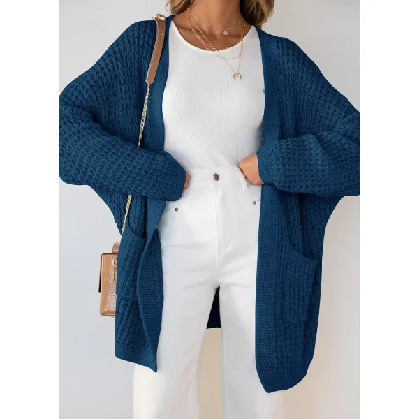 imageZESICA Womens 2023 Fall Long Batwing Sleeve Open Front Chunky Knit Cardigan SweaterDustyblue