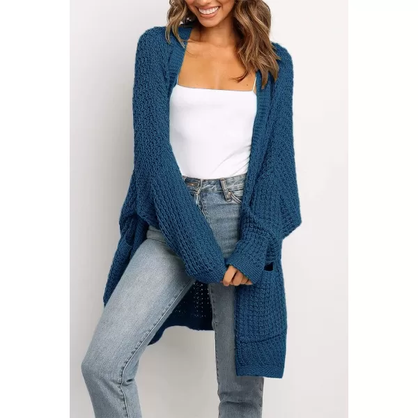 imageZESICA Womens 2023 Fall Long Batwing Sleeve Open Front Chunky Knit Cardigan SweaterDustyblue