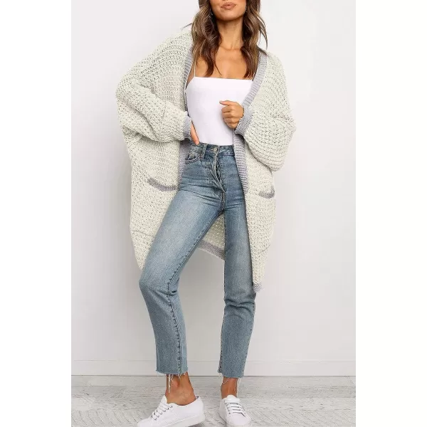 imageZESICA Womens 2023 Fall Long Batwing Sleeve Open Front Chunky Knit Cardigan SweaterMultiapricot