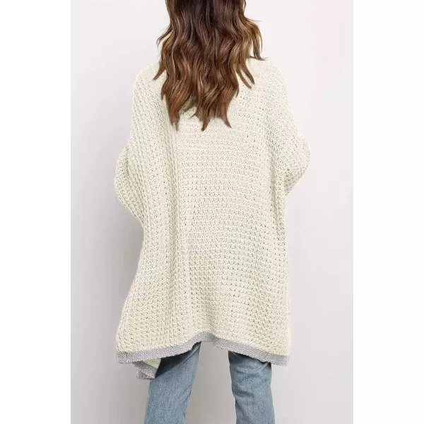 imageZESICA Womens 2023 Fall Long Batwing Sleeve Open Front Chunky Knit Cardigan SweaterMultiapricot