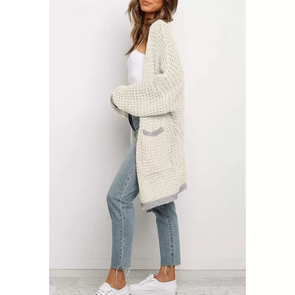 imageZESICA Womens 2023 Fall Long Batwing Sleeve Open Front Chunky Knit Cardigan SweaterMultiapricot