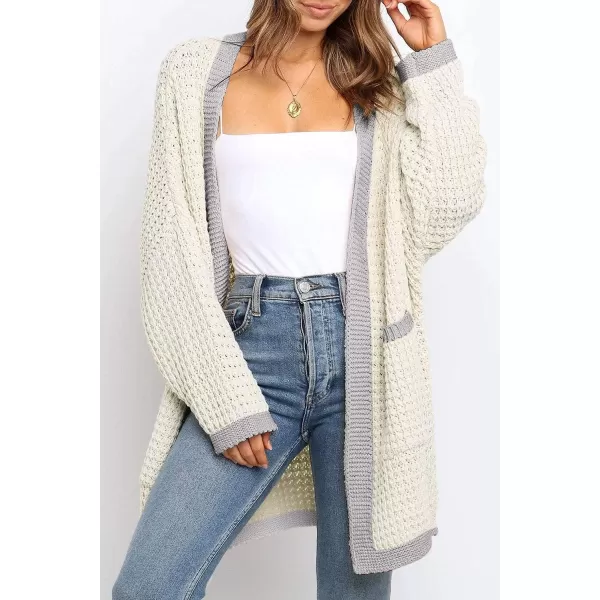 imageZESICA Womens 2023 Fall Long Batwing Sleeve Open Front Chunky Knit Cardigan SweaterMultiapricot