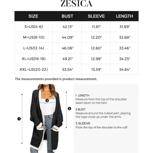 imageZESICA Womens 2023 Fall Long Batwing Sleeve Open Front Chunky Knit Cardigan SweaterMultiblack