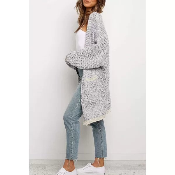 imageZESICA Womens 2023 Fall Long Batwing Sleeve Open Front Chunky Knit Cardigan SweaterMultigrey