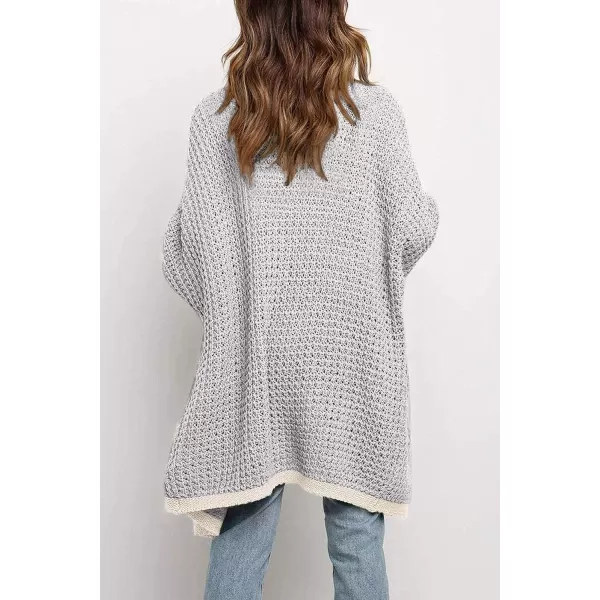 imageZESICA Womens 2023 Fall Long Batwing Sleeve Open Front Chunky Knit Cardigan SweaterMultigrey