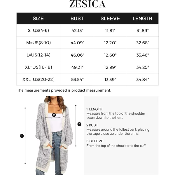 imageZESICA Womens 2023 Fall Long Batwing Sleeve Open Front Chunky Knit Cardigan SweaterMultigrey
