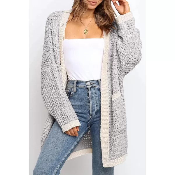imageZESICA Womens 2023 Fall Long Batwing Sleeve Open Front Chunky Knit Cardigan SweaterMultigrey