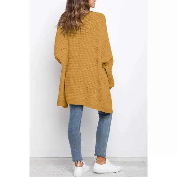 imageZESICA Womens 2023 Fall Long Batwing Sleeve Open Front Chunky Knit Cardigan SweaterMustard