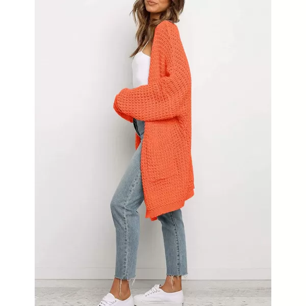 imageZESICA Womens 2023 Fall Long Batwing Sleeve Open Front Chunky Knit Cardigan SweaterOrange