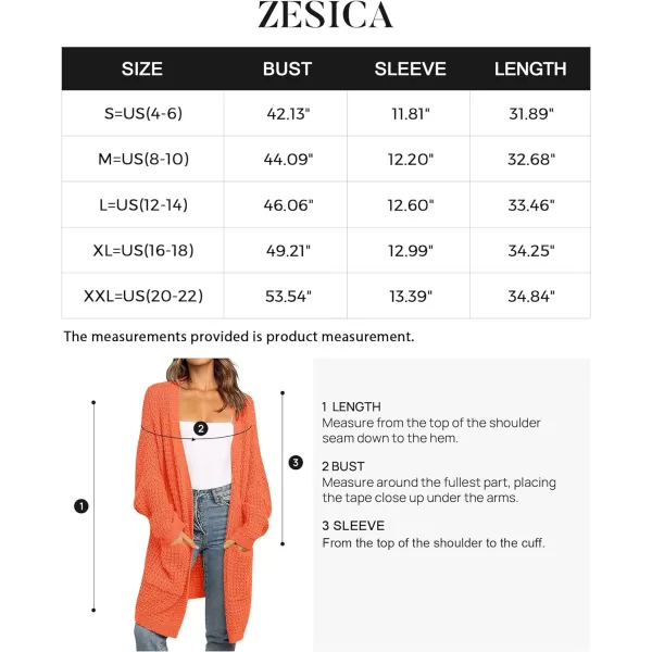 imageZESICA Womens 2023 Fall Long Batwing Sleeve Open Front Chunky Knit Cardigan SweaterOrange