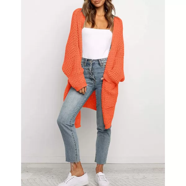 imageZESICA Womens 2023 Fall Long Batwing Sleeve Open Front Chunky Knit Cardigan SweaterOrange