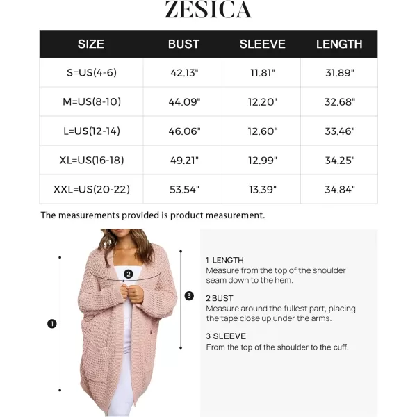 imageZESICA Womens 2023 Fall Long Batwing Sleeve Open Front Chunky Knit Cardigan SweaterPink