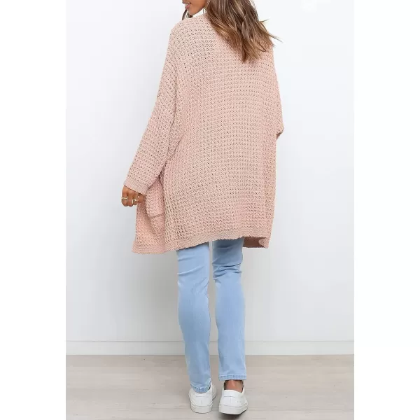 imageZESICA Womens 2023 Fall Long Batwing Sleeve Open Front Chunky Knit Cardigan SweaterPink