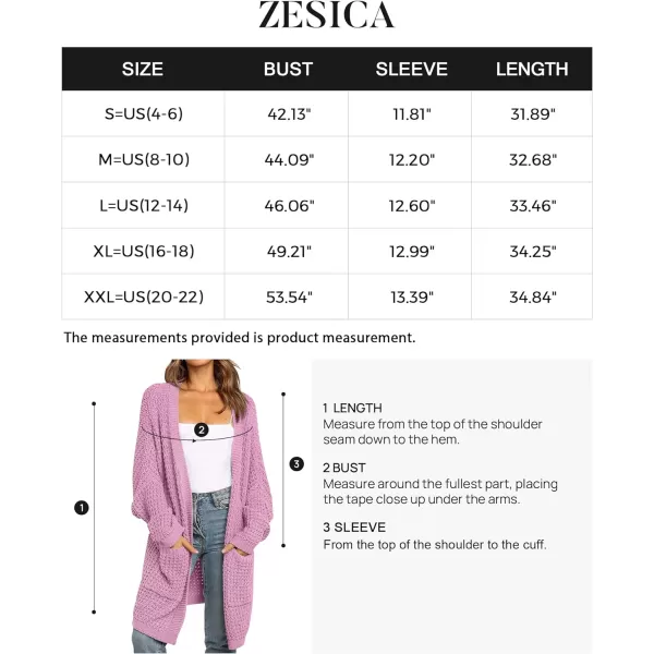imageZESICA Womens 2023 Fall Long Batwing Sleeve Open Front Chunky Knit Cardigan SweaterPinkpurple