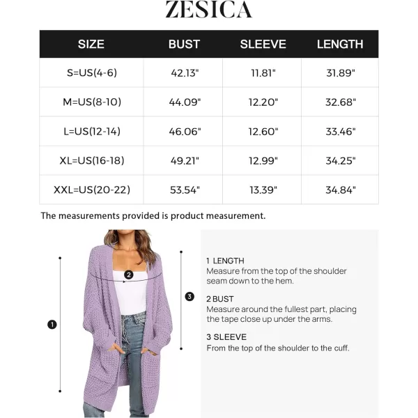imageZESICA Womens 2023 Fall Long Batwing Sleeve Open Front Chunky Knit Cardigan SweaterPurple
