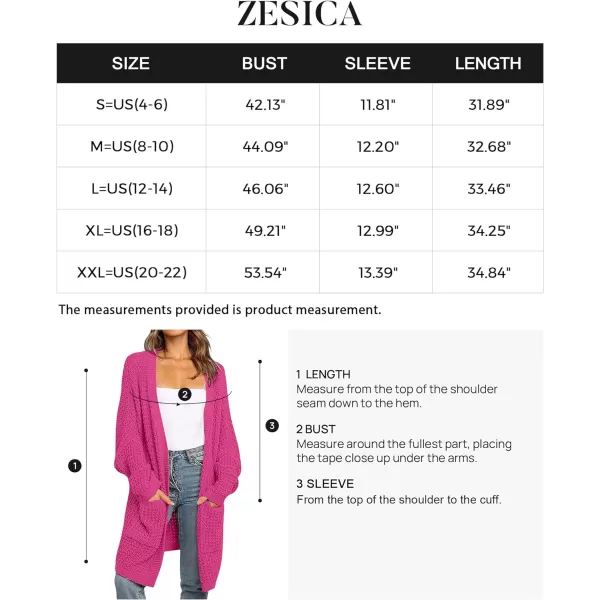 imageZESICA Womens 2023 Fall Long Batwing Sleeve Open Front Chunky Knit Cardigan SweaterRose