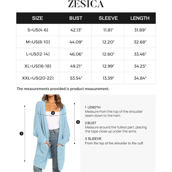 imageZESICA Womens 2023 Fall Long Batwing Sleeve Open Front Chunky Knit Cardigan SweaterSkyblue
