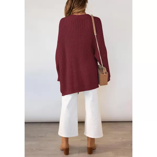 imageZESICA Womens 2023 Fall Long Batwing Sleeve Open Front Chunky Knit Cardigan SweaterWinered