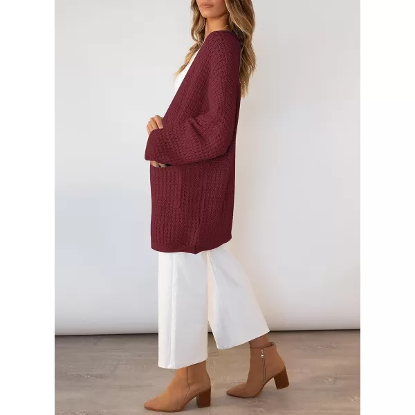 imageZESICA Womens 2023 Fall Long Batwing Sleeve Open Front Chunky Knit Cardigan SweaterWinered