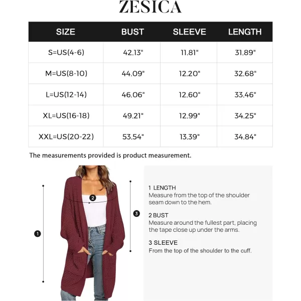 imageZESICA Womens 2023 Fall Long Batwing Sleeve Open Front Chunky Knit Cardigan SweaterWinered