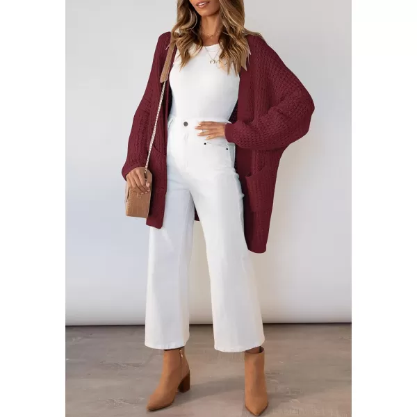 imageZESICA Womens 2023 Fall Long Batwing Sleeve Open Front Chunky Knit Cardigan SweaterWinered