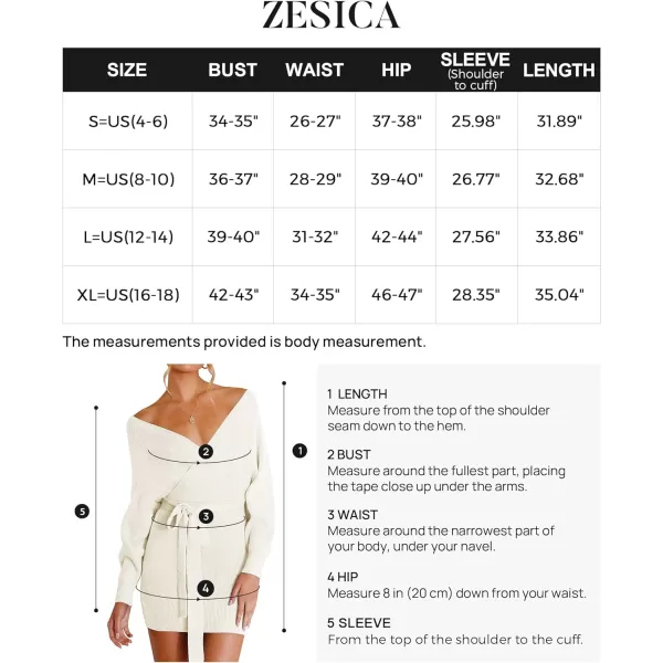 imageZESICA Womens 2023 Fall Long Batwing Sleeve Wrap V Neck Knitted Backless Bodycon Pullover Sweater Dress with BeltApricot
