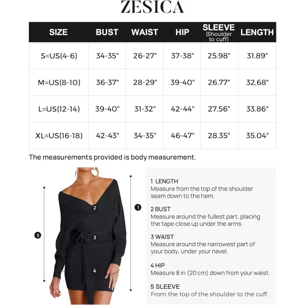 imageZESICA Womens 2023 Fall Long Batwing Sleeve Wrap V Neck Knitted Backless Bodycon Pullover Sweater Dress with BeltBlack