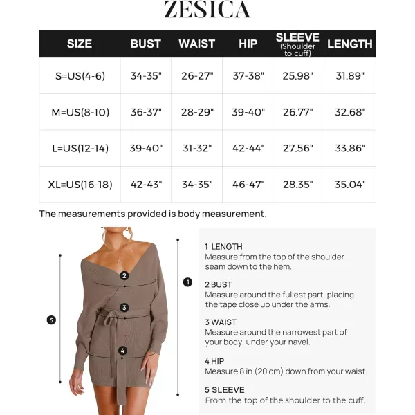 imageZESICA Womens 2023 Fall Long Batwing Sleeve Wrap V Neck Knitted Backless Bodycon Pullover Sweater Dress with BeltGreykhaki