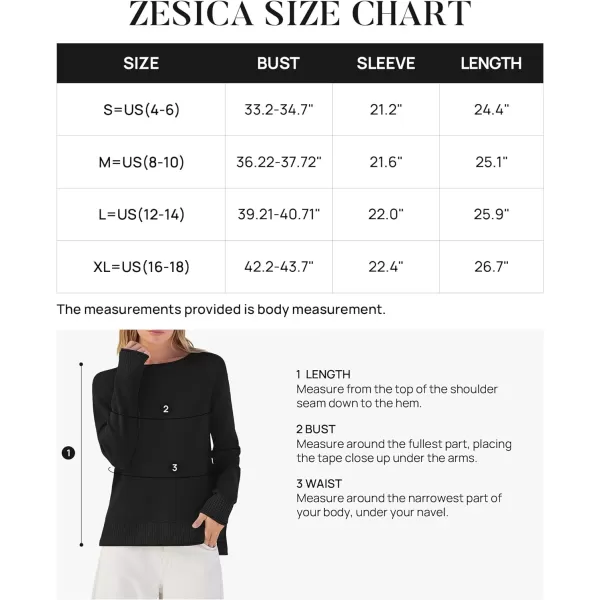 imageZESICA Womens 2023 Fall Long Sleeve Crew Neck Soft Knit Side Slit Comfy Loose Pullover Sweater Jumper TopsBlack