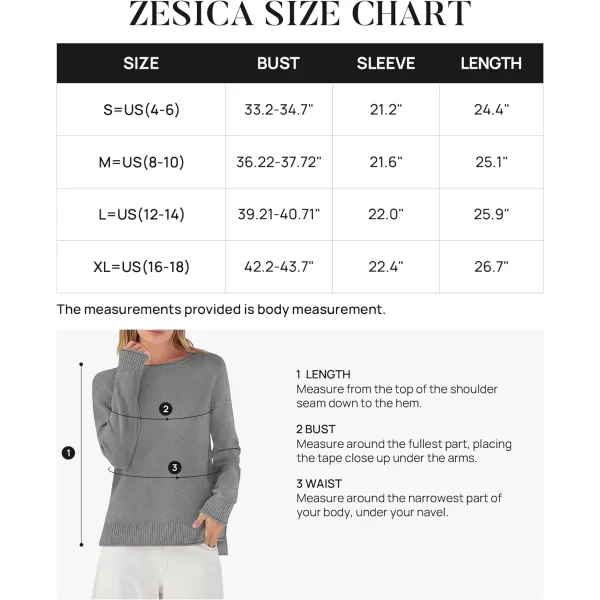 imageZESICA Womens 2023 Fall Long Sleeve Crew Neck Soft Knit Side Slit Comfy Loose Pullover Sweater Jumper TopsGrey