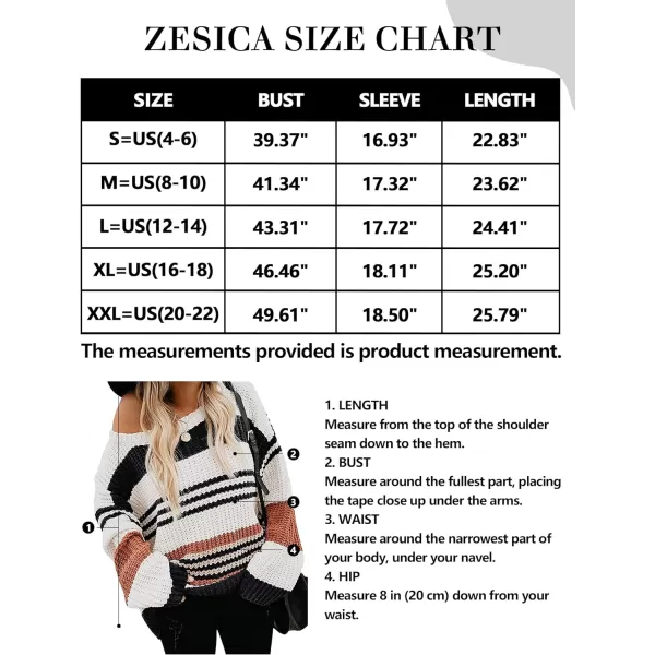imageZESICA Womens 2023 Fall Long Sleeve Crew Neck Striped Color Block Casual Loose Knitted Pullover Sweater TopsBlack