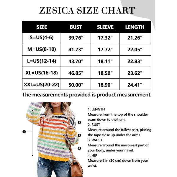 imageZESICA Womens 2023 Fall Long Sleeve Crew Neck Striped Color Block Casual Loose Knitted Pullover Sweater TopsYellow