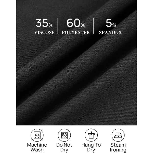 imageZESICA Womens 2023 Fall Long Sleeve Dress Crewneck Casual Loose Pleated Tiered Swing Maxi Dresses with PocketsBlack