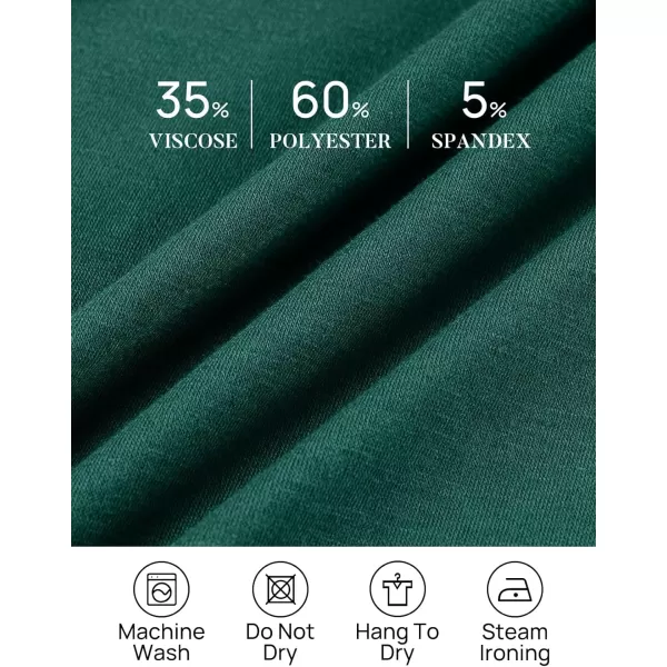 imageZESICA Womens 2023 Fall Long Sleeve Dress Crewneck Casual Loose Pleated Tiered Swing Maxi Dresses with PocketsDarkgreen