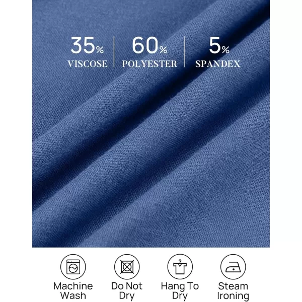 imageZESICA Womens 2023 Fall Long Sleeve Dress Crewneck Casual Loose Pleated Tiered Swing Maxi Dresses with PocketsDustyblue